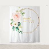 Meisje Baby Shower Achtergrond Fotohokje Wandkleed (Voorkant)