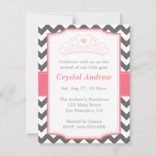 Meisje Baby Shower - Baby Prinses en Tiara Kaart