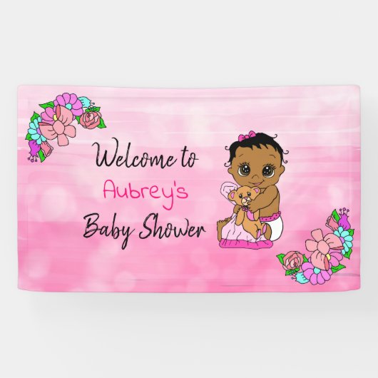 Meisje Baby shower Banner, Baby Meisje Pink Spandoek (Horizontaal)