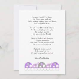 Meisje baby shower bedankbriefjes met gedicht bedankkaart