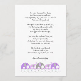 Meisje baby shower bedankbriefjes met gedicht bedankkaart