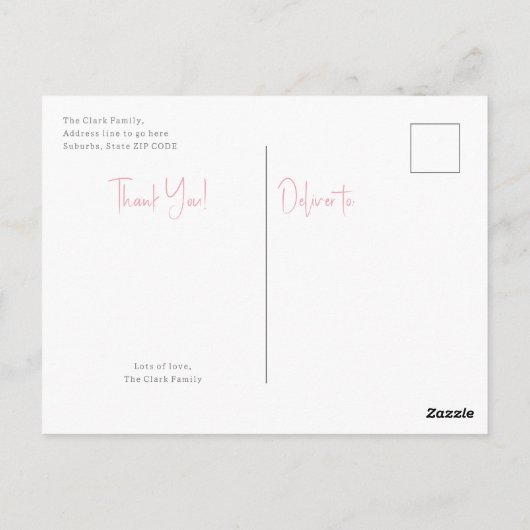 Meisje Baby Shower Bedankkaart Briefkaart (Achterkant)