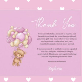 Meisje Baby shower bedankt Feestdagenkaart
