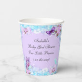 Meisje Baby shower Blauwgroen Paarse vlinder Etnis Papieren Bekers (Achterkant)