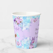 Meisje Baby shower Blauwgroen Paarse vlinder Etnis Papieren Bekers (Links)