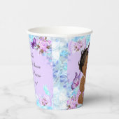 Meisje Baby shower Blauwgroen Paarse vlinder Etnis Papieren Bekers (Rechts)