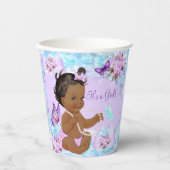 Meisje Baby shower Blauwgroen Paarse vlinder Etnis Papieren Bekers (Voorkant)