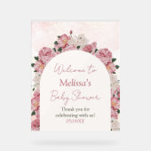Meisje Baby shower Bloemen Acryl Welkom Teken Acryl Bord (Voorkant)