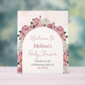 Meisje Baby shower Bloemen Acryl Welkom Teken Acryl Bord (Neutraal)