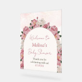 Meisje Baby shower Bloemen Acryl Welkom Teken Acryl Bord (Hoek)