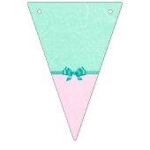 Meisje Baby shower Bloemen Roze en Blauwgroen Bann Vlaggetjes (Tweede vlag)