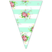 Meisje Baby shower Bloemen Roze en Blauwgroen Bann Vlaggetjes (Eerste vlag)