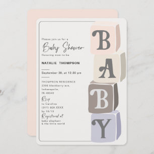 Meisje Baby shower blokkeert Blush Kaart