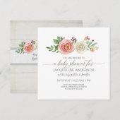 Meisje Baby shower Blush n White Roses Rustic Wood Kaart (Voorkant / Achterkant)