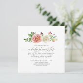 Meisje Baby shower Blush n White Roses Rustic Wood Kaart (Staand voorkant)