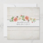 Meisje Baby shower Blush n White Roses Rustic Wood Kaart (Achterkant)
