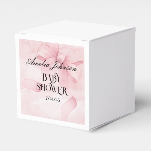 Meisje Baby shower Blush Pink Ribbon Coquette Bedankdoosjes (Voorkant Zijde)