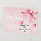 Meisje Baby shower Blush Pink Ribbon Coquette Bedankkaart (Voorkant / Achterkant)