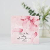 Meisje Baby shower Blush Pink Ribbon Coquette Bedankkaart (Staand voorkant)