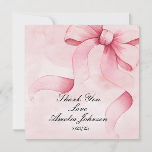 Meisje Baby shower Blush Pink Ribbon Coquette Bedankkaart