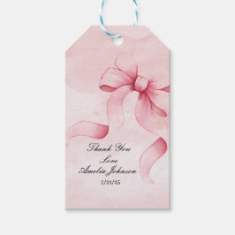 Meisje Baby shower Blush Pink Ribbon Coquette Cadeaulabel
