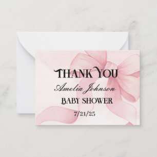 Meisje Baby shower Blush Pink Ribbon Coquette Notitiekaartje