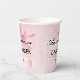 Meisje Baby shower Blush Pink Ribbon Coquette Papieren Bekers