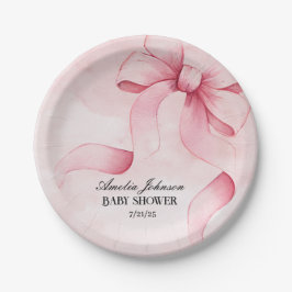 Meisje Baby shower Blush Pink Ribbon Coquette Papieren Bordje