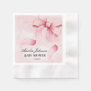 Meisje Baby shower Blush Pink Ribbon Coquette Servet