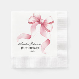 Meisje Baby shower Blush Pink Ribbon Coquette Servet
