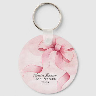 Meisje Baby shower Blush Pink Ribbon Coquette Sleutelhanger