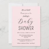 Meisje Baby shower Blush Roze Elegant Invitation Kaart (Voorkant)