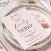 Meisje Baby shower Blush Roze Elegant Invitation Kaart