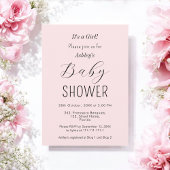 Meisje Baby shower Blush Roze Elegant Invitation Kaart