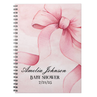 Meisje Baby Shower Blush Roze Lint Coquette Notitieboek