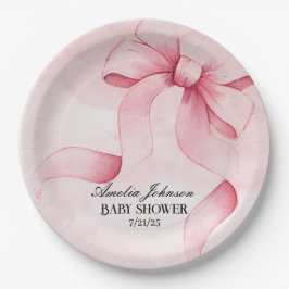 Meisje Baby Shower Blush Roze Lint Coquette  Papieren Bordje