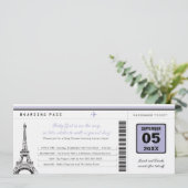 Meisje Baby shower Boarding Pass naar Parijs Kaart (Staand voorkant)