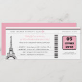 Meisje Baby shower Boarding Pass naar Parijs Kaart (Voorkant / Achterkant)