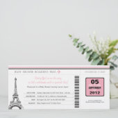 Meisje Baby shower Boarding Pass naar Parijs Kaart (Staand voorkant)