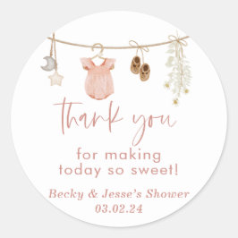 Meisje Baby shower | Boho Blush Roze Favor Sticker
