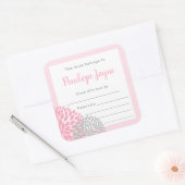 Meisje Baby shower Bookplate, breng een boek Vierkante Sticker (Envelop)