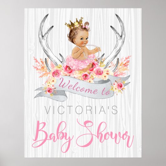 Meisje Baby Shower Bord Poster (Voorkant)