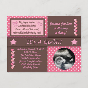 Meisje Baby shower Briefkaart