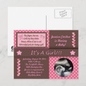 Meisje Baby shower Briefkaart (Voorkant / Achterkant)