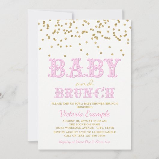 Meisje Baby shower Brunch Baby Douche Uitnodiginge Kaart (Voorkant)