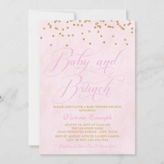 Meisje Baby shower Brunch Uitnodigingen (Voorkant)