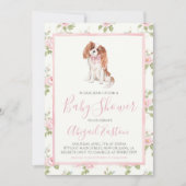 Meisje Baby shower Cavalier Puppy Dog Kaart (Voorkant)