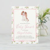 Meisje Baby shower Cavalier Puppy Dog Kaart (Staand voorkant)