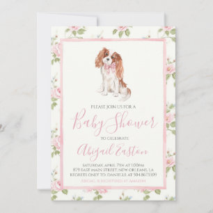Meisje Baby shower Cavalier Puppy Dog Kaart