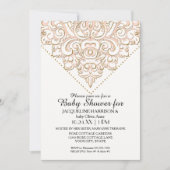 Meisje Baby shower Damask Pattern Roos Gold Dot La Kaart (Voorkant)